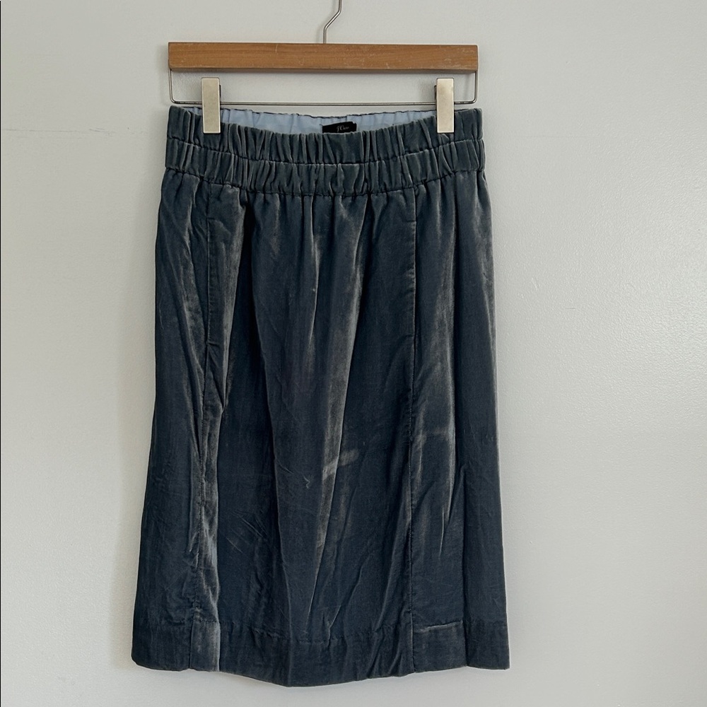 J. Crew Elegant Blue Grey Velvet Skirt
